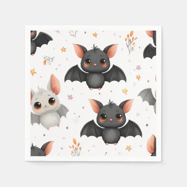Servilleta De Papel Cute Baby Bats Halloween Party Napkins (Anverso)