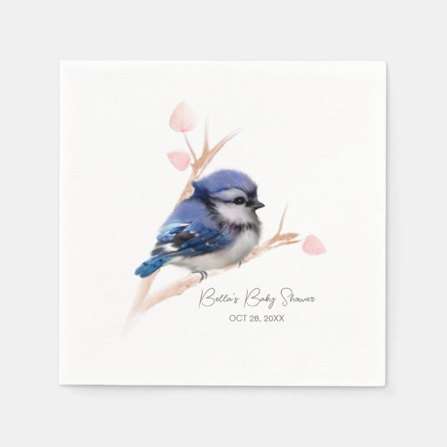 Servilleta De Papel Cute Baby Blue Jay Baby Shower (Anverso)