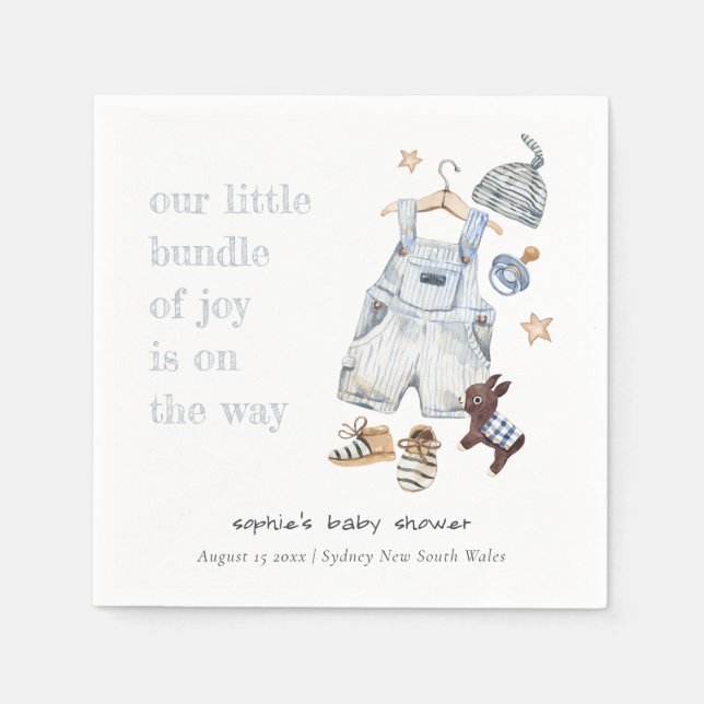 Servilleta De Papel Cute Baby Clothes Essentials Blue Boy Baby Shower (Anverso)