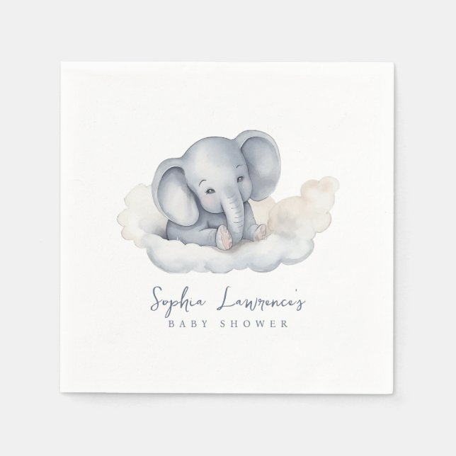 Servilleta De Papel Cute Baby Elephant Baby Shower (Anverso)