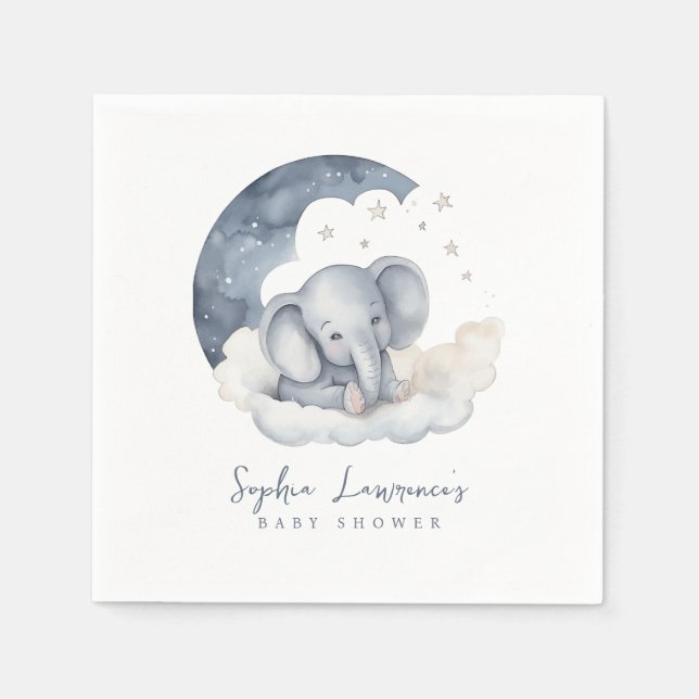 Servilleta De Papel Cute Baby Elephant Baby Shower (Anverso)