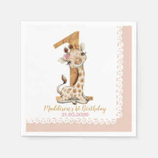 Servilleta De Papel Cute Baby Giraffe Primer cumpleaños