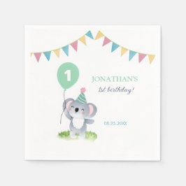 Servilleta De Papel Cute Baby Koala Balloon Party Flag Birthday