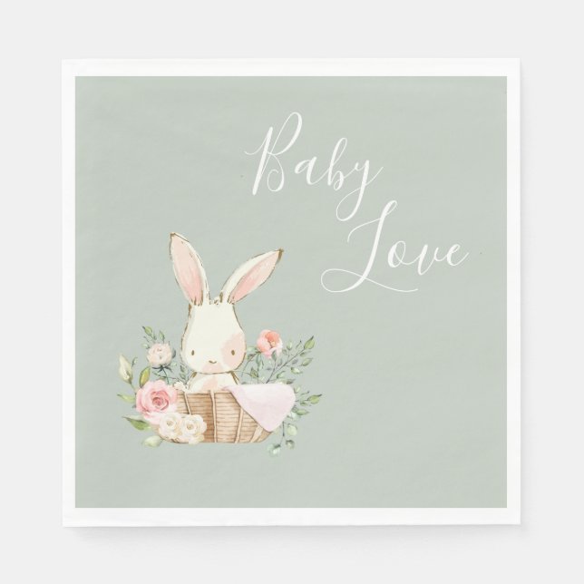 Servilleta De Papel Cute Baby Love Bunny Rabbit Baby Shower (Anverso)