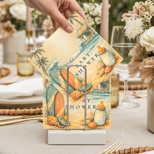 Servilleta De Papel Cute Baby On Board Surf Baby Shower (Subido por el creador)