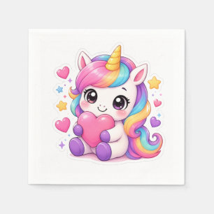 Servilleta De Papel Cute Baby Unicorn Heart Sticker