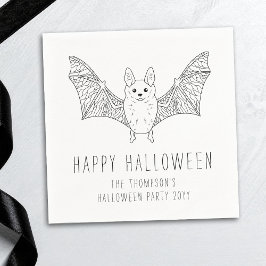 Servilleta De Papel Cute Bat Minimal Line Art Feliz Halloween