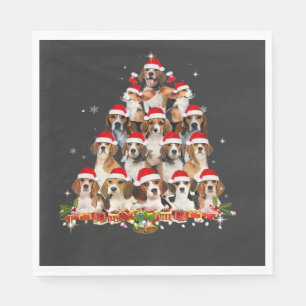 Servilleta De Papel Cute Beagles Árbol de Navidad Perro Santa Camiseta