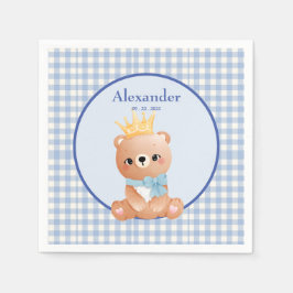 Servilleta De Papel Cute Bear Blue Gingham