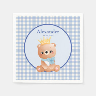 Servilleta De Papel Cute Bear Blue Gingham