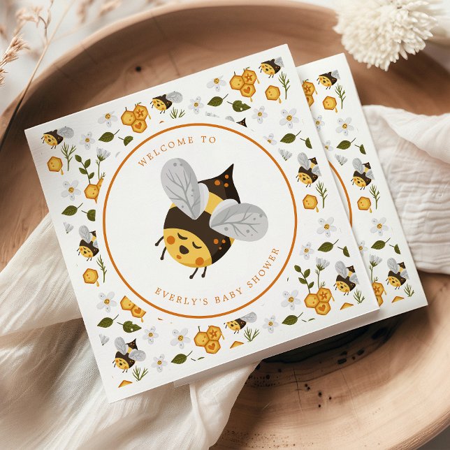 Servilleta De Papel Cute Bee Bumblebee Baby Shower (Subido por el creador)