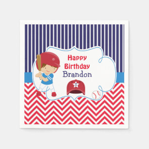 Servilleta De Papel Cute Béisbol Brunette Boy Birday Party