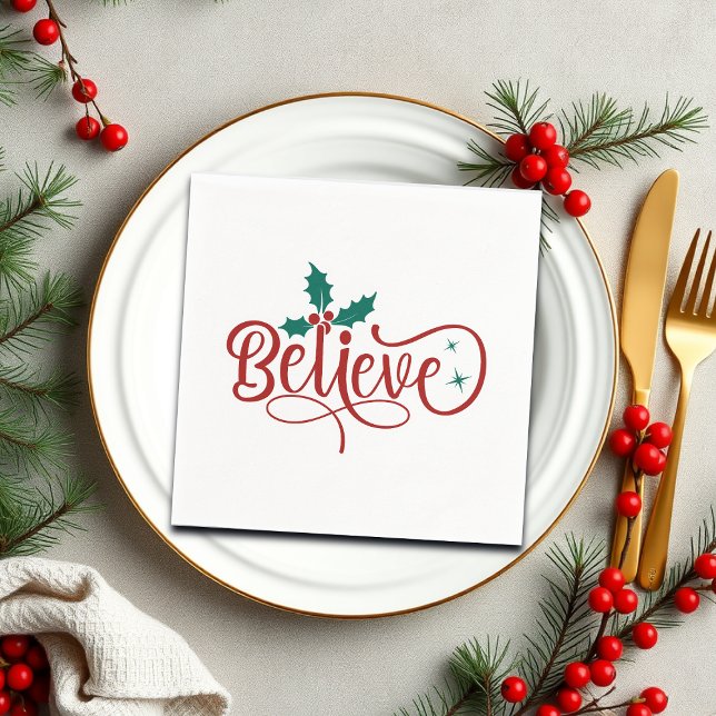Servilleta De Papel Cute 'Believe' Christmas (Subido por el creador)