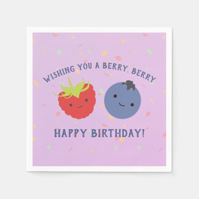 Servilleta De Papel Cute Berry Happy Birthday Pun Kawaii berries (Anverso)
