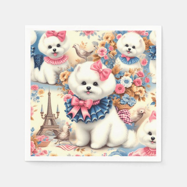 Servilleta De Papel Cute Bichon Frisé Seamless (Anverso)