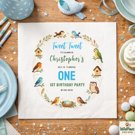 Servilleta De Papel Cute Birds 1st Birthday Party – Fun Kids 