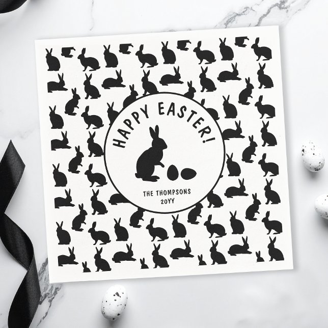 Servilleta De Papel Cute Black And White Bunnies Modern Easter (Subido por el creador)