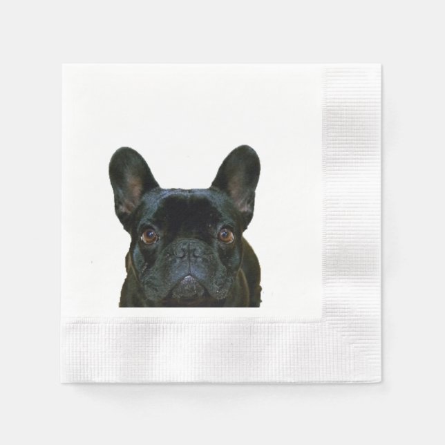 Servilleta De Papel Cute Black French Bulldog Frenchie Fotografía: (Anverso)