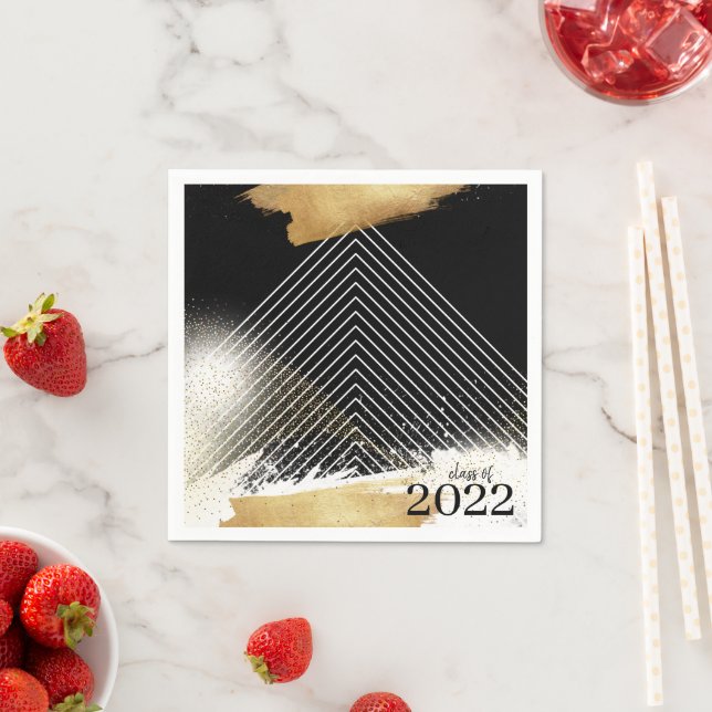 Servilleta De Papel Cute Black & Gold Framed Graduation Party Napkins (In situ)
