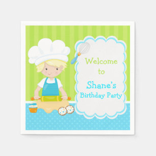 Servilleta De Papel Cute Blonde Hair Boy Baking Birday Party