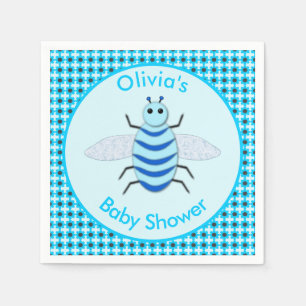 Servilleta De Papel Cute Blue Baby Bee Baby Shower Personalizado