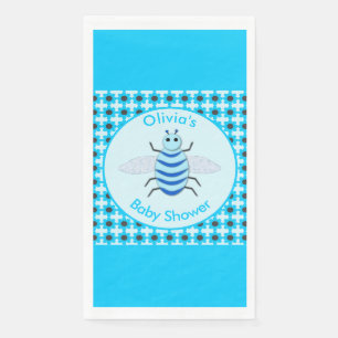 Servilleta De Papel Cute Blue Baby Bee Baby Shower Personalizado
