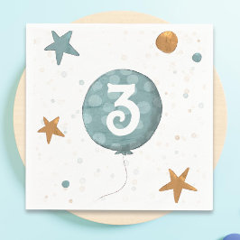 Servilleta De Papel Cute Blue Balloon Boy Third Birthday Party