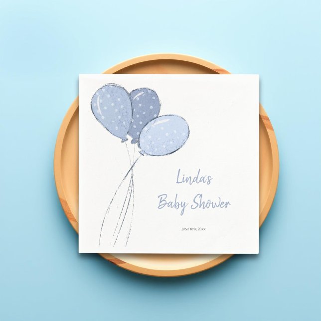 Servilleta De Papel Cute Blue Balloons Boy Baby Shower (Subido por el creador)