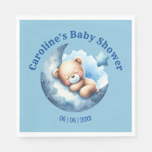 Servilleta De Papel Cute Blue Bear Crescent Moon Baby Shower