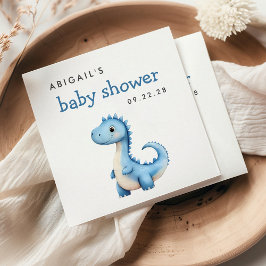 Servilleta De Papel Cute Blue Dinosaur Baby Shower Napkin