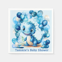 Servilleta De Papel Cute Blue Dinosaur Balloons Boy Baby Shower