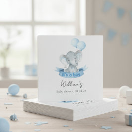 Servilleta De Papel Cute Blue Elephant Boy Baby Shower Napkins