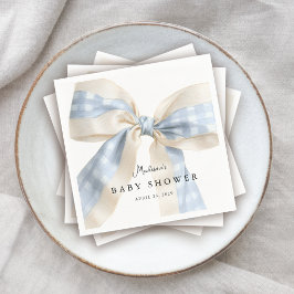 Servilleta De Papel Cute Blue Gingham Checks Bow Baby Shower