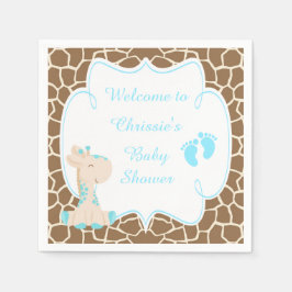 Servilleta De Papel Cute Blue Giraffe Baby Shower