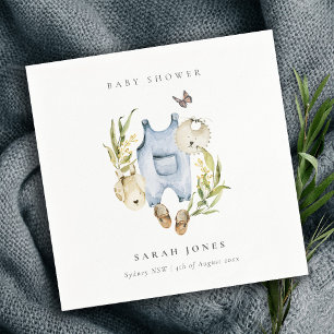 Servilleta De Papel Cute Blue Leafy Foliage Boy Clothes Baby Shower