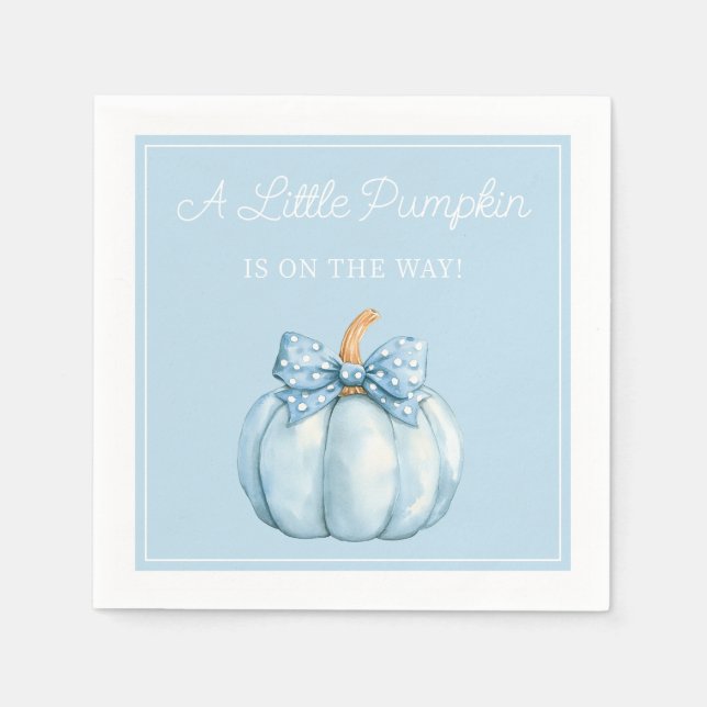 Servilleta De Papel Cute Blue Pumpkin Boy Baby Shower (Anverso)