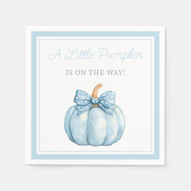 Servilleta De Papel Cute Blue Pumpkin Boy Baby Shower (Anverso)