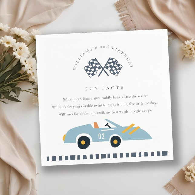 Servilleta De Papel Cute Blue Race Car Kids Cualquier Edad Hechos Dive (Subido por el creador)