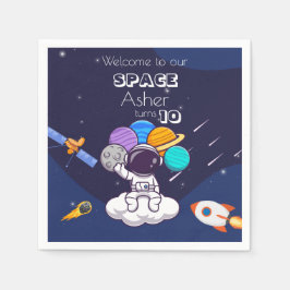 Servilleta De Papel Cute Blue Space Astronaut Personalize Birthday Boy