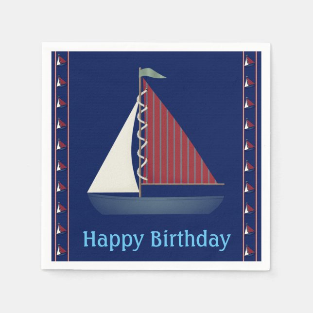 Servilleta De Papel Cute Blue Toy Sailboat (Anverso)