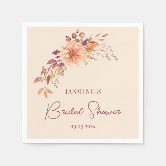 Servilleta De Papel Cute Boho Bridal Shower Paper Napkin (Anverso)