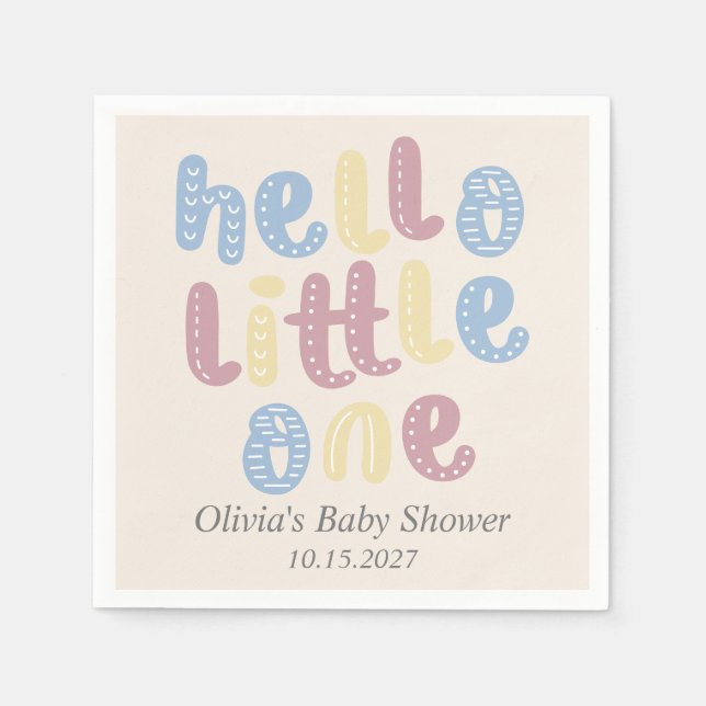Servilleta De Papel Cute Boho Hello Little One Baby Shower (Anverso)