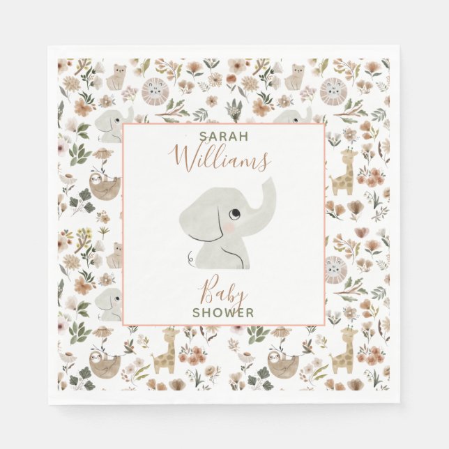 Servilleta De Papel Cute Boho Safari Anamials Baby Shower (Anverso)