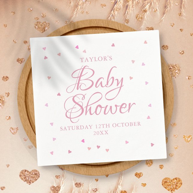 Servilleta De Papel Cute Bonito Rosa Hearts Baby Shower (Subido por el creador)