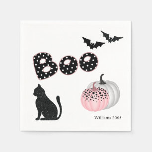 Servilleta De Papel ¡Cute Boo! Cóctel de calabaza rosa Halloween