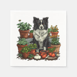 Servilleta De Papel Cute Border Collie Gardening
