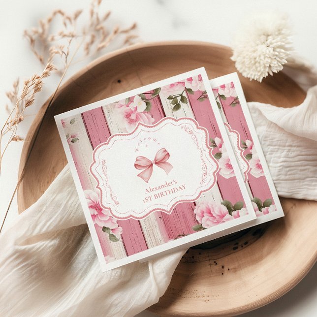 Servilleta De Papel Cute Bow Floral Fancy ONE Chica Primer cumpleaños (Subido por el creador)
