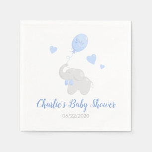 Servilleta De Papel Cute Boy Baby Shower Elephant Balloon Paper Napkin