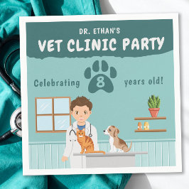 Servilleta De Papel Cute Boy Veterinarian Vet Animal Clinic Birthday
