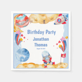 Servilleta De Papel Cute Boys Blue Red Outerspace Astronauta Planetas